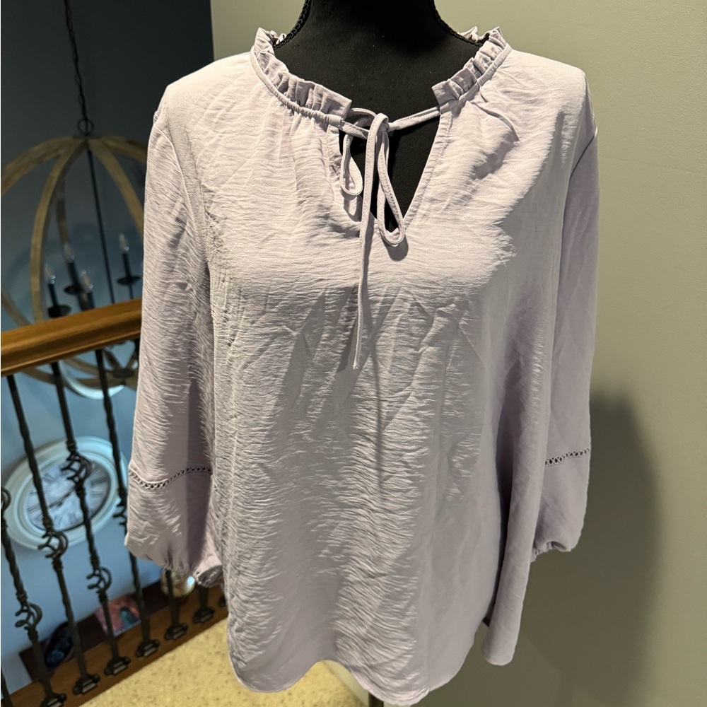Fred David Light Purple Blouse with Tie-Neck
